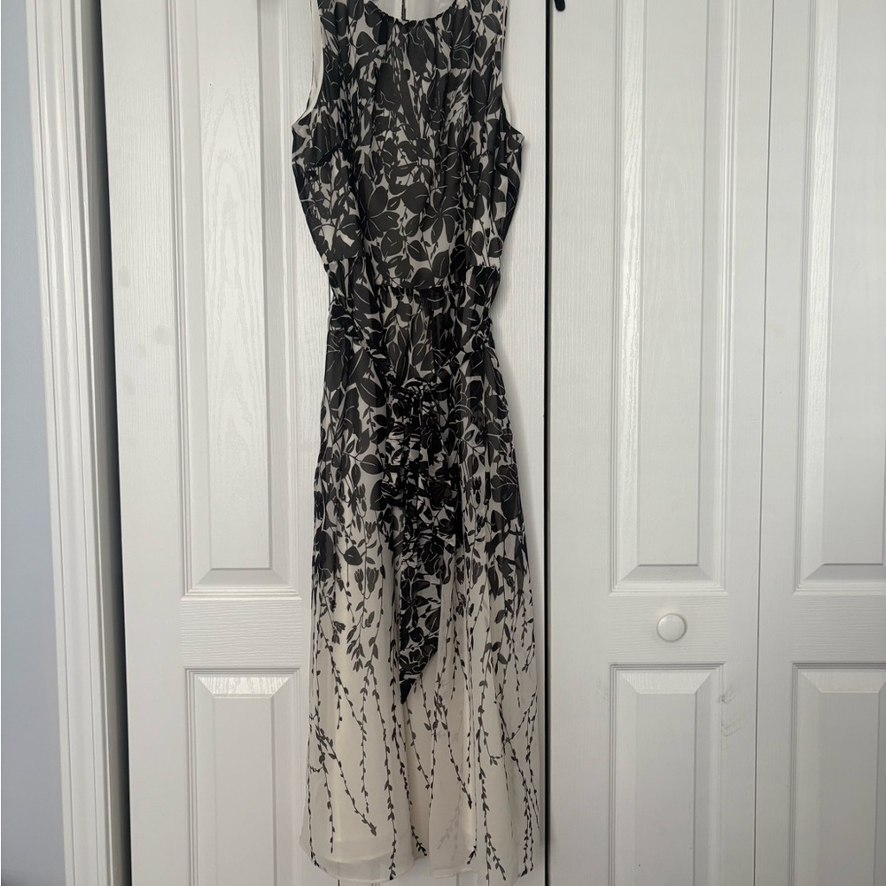Talbots Black and White Leaf Print Madi Dress